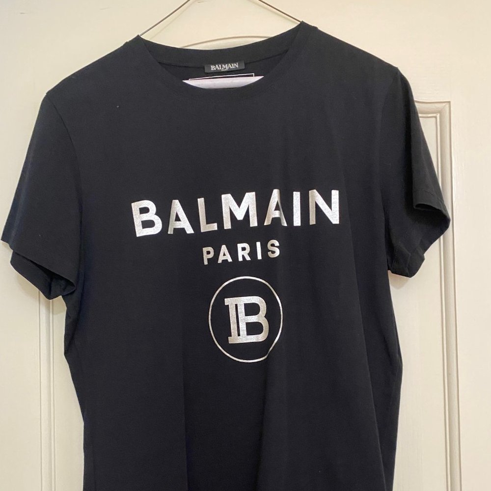 Balmain Mens Logo T-Shirt in Black Size L